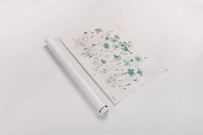 Wildflowers I Turquoise by Lisa Audit. shown as a rolled paper print. Available as archival giclee rolled canvas, fine art paper, or poster print. SKU 37434i.