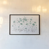 Wildflowers I Turquoise by Lisa Audit. shown as a paper print in a black flame. Available as a archival giclee rolled canvas, fine art paper, or poster print. SKU 37434i.