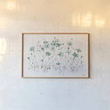 Wildflowers I Turquoise by Lisa Audit. shown as a paper print in a natural frame. Available as a archival giclee rolled canvas, fine art paper, or poster print. SKU 37434i.