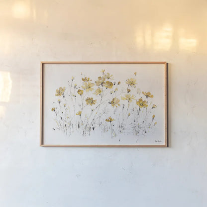 Wildflowers I Yellow by Lisa Audit. shown as a paper print in a natural frame. Available as a archival giclee rolled canvas, fine art paper, or poster print. SKU 37437i.