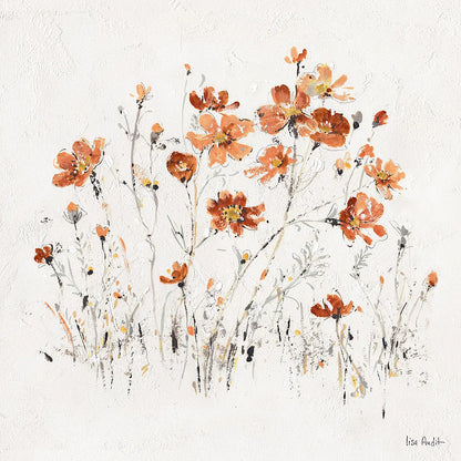 Wildflowers II Orange by Lisa Audit. SKU 37429a. Archival Giclee Fine art print for wall decor.