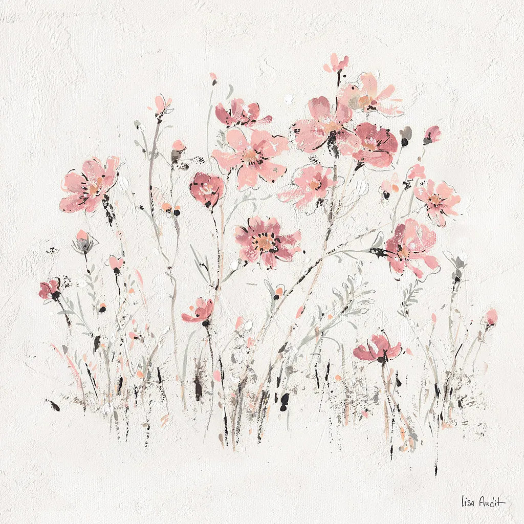 Wildflowers II Pink by Lisa Audit. SKU 37432a. Archival Giclee Fine art print for wall decor.