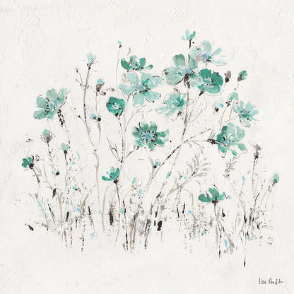 Wildflowers II Turquoise by Lisa Audit. SKU 37435a. Archival Giclee Fine art print for wall decor.