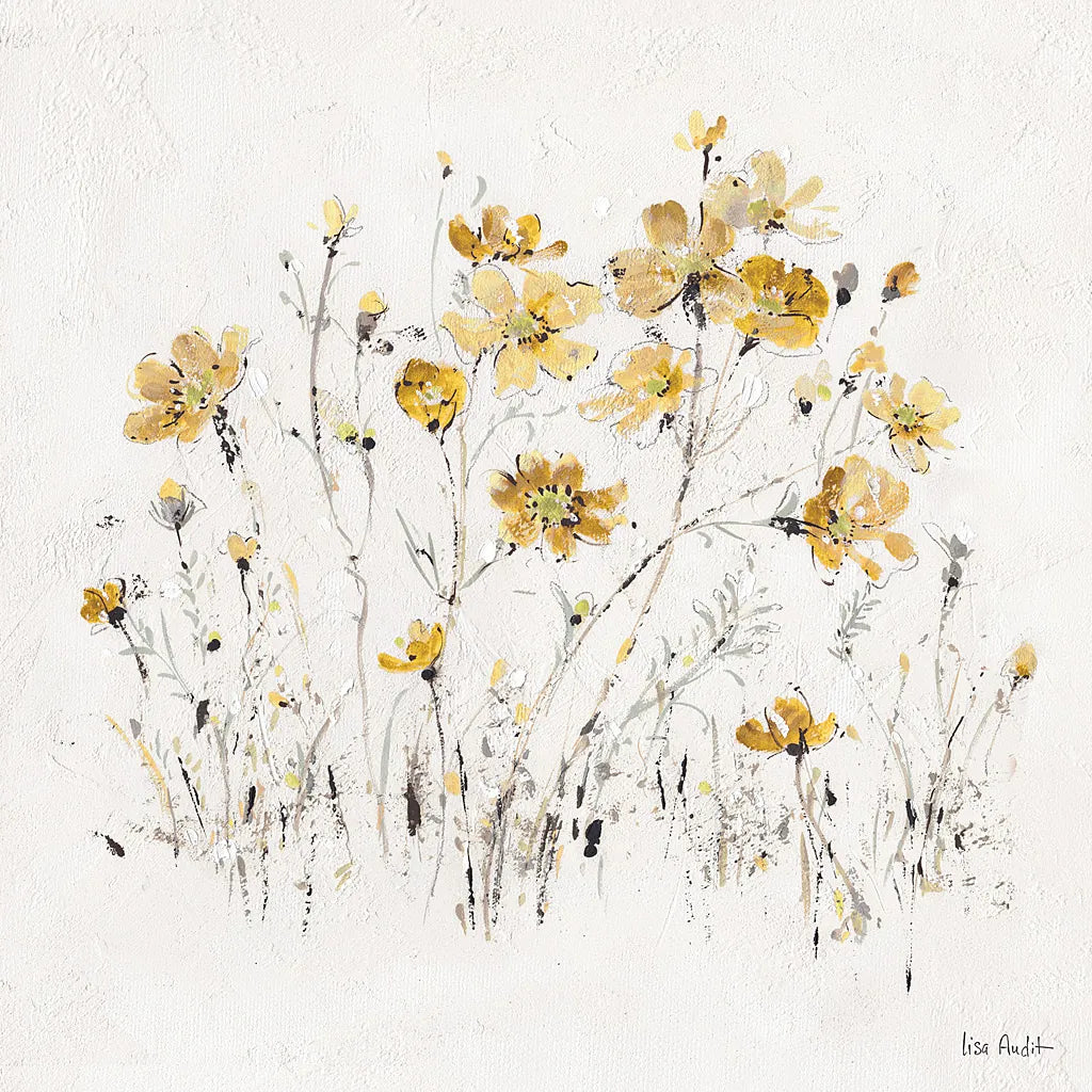 Wildflowers II Yellow by Lisa Audit. SKU 37438a. Archival Giclee Fine art print for wall decor.