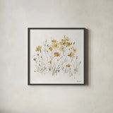 Wildflowers II Yellow by Lisa Audit. Shown in a sleek black glass frame for a contemporary gallery look. Available as an archival giclee rolled canvas, fine art paper, or poster print. SKU 37438a.