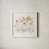 Wildflowers II Yellow by Lisa Audit. Shown in a crisp white glass frame for a clean and minimalist style. Available as an archival giclee rolled canvas, fine art paper, or poster print. SKU 37438a.