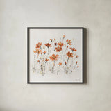 Wildflowers III Orange by Lisa Audit. Shown in a sleek black glass frame for a contemporary gallery look. Available as an archival giclee rolled canvas, fine art paper, or poster print. SKU 37430a.