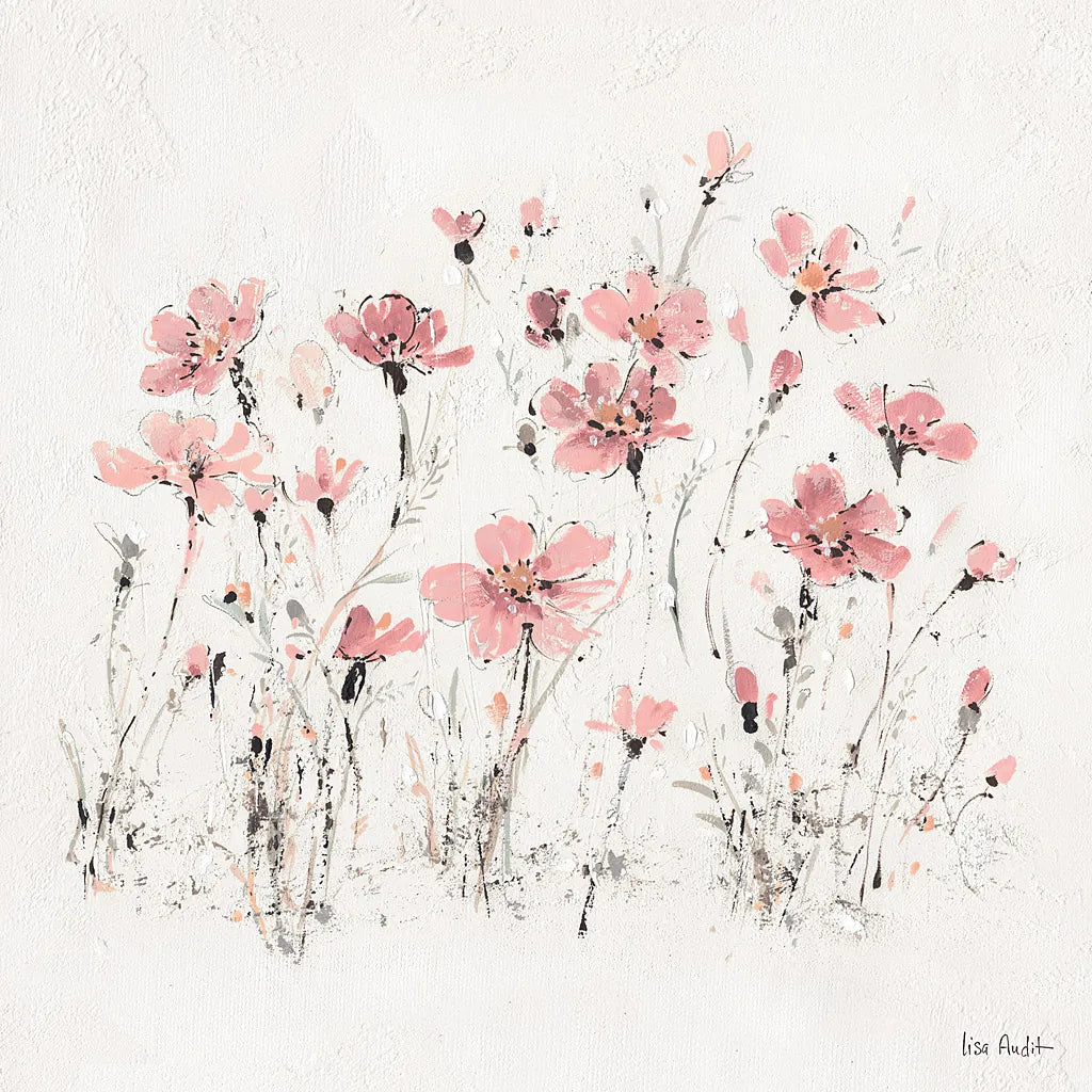 Wildflowers III Pink by Lisa Audit. SKU 37433a. Archival Giclee Fine art print for wall decor.