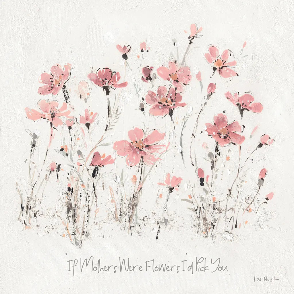 Wildflowers III Pink Mothers by Lisa Audit. SKU 41678a. Archival Giclee Fine art print for wall decor.