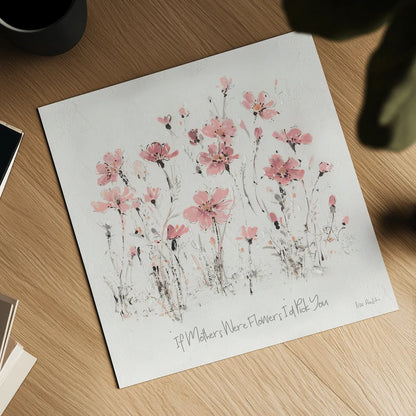 Wildflowers III Pink Mothers by Lisa Audit. Shown as a detailed flat fine art print, highlighting archival giclee quality. Available as an archival giclee rolled canvas, fine art paper, or poster print. SKU 41678a.