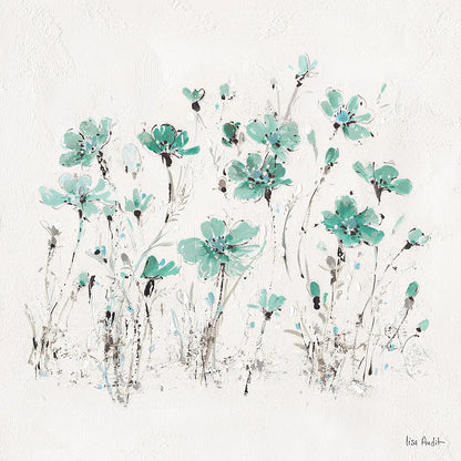 Wildflowers III Turquoise by Lisa Audit. SKU 37436a. Archival Giclee Fine art print for wall decor.