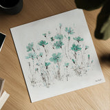 Wildflowers III Turquoise by Lisa Audit. Shown as a detailed flat fine art print, highlighting archival giclee quality. Available as an archival giclee rolled canvas, fine art paper, or poster print. SKU 37436a.