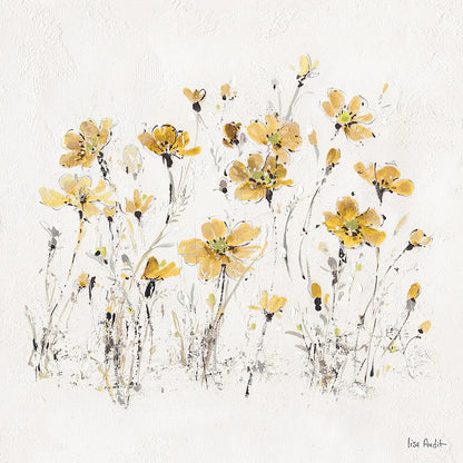 Wildflowers III Yellow by Lisa Audit. SKU 37439a. Archival Giclee Fine art print for wall decor.