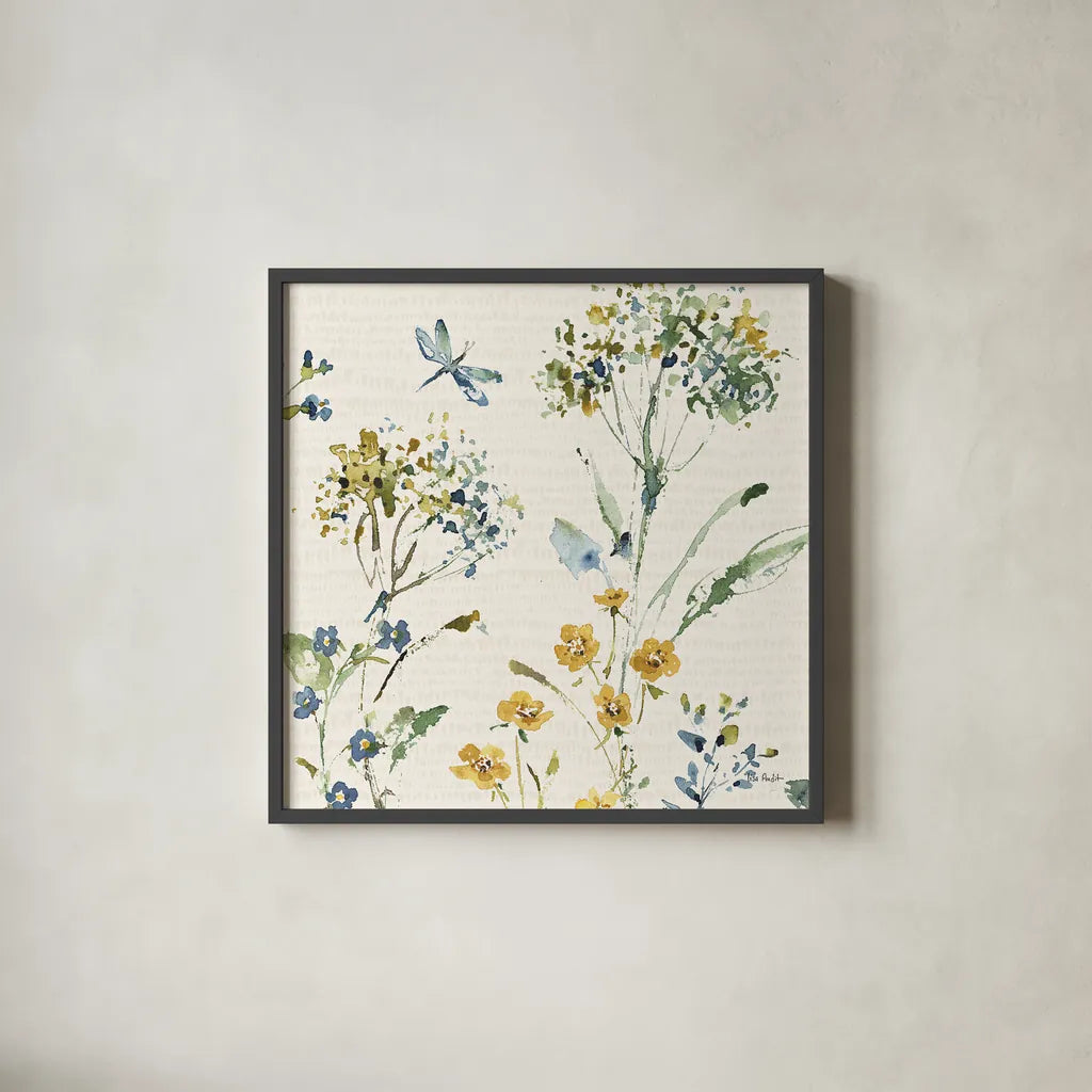 Zest of Happy II by Lisa Audit. Shown in a sleek black glass frame for a contemporary gallery look. Available as an archival giclee rolled canvas, fine art paper, or poster print. SKU 51810a.