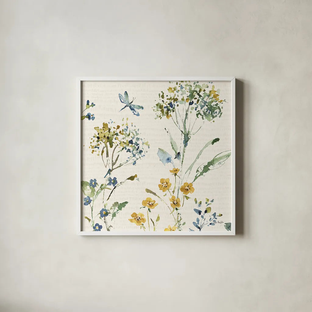 Zest of Happy II by Lisa Audit. Shown in a crisp white glass frame for a clean and minimalist style. Available as an archival giclee rolled canvas, fine art paper, or poster print. SKU 51810a.