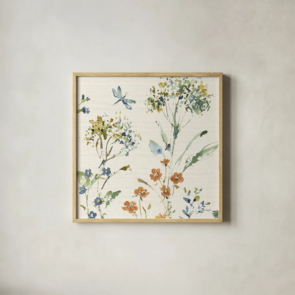 Zest of Happy II Rust by Lisa Audit. Shown in a natural wood glass frame for a timeless modern aesthetic. Available as an archival giclee rolled canvas, fine art paper, or poster print. SKU 60297a.