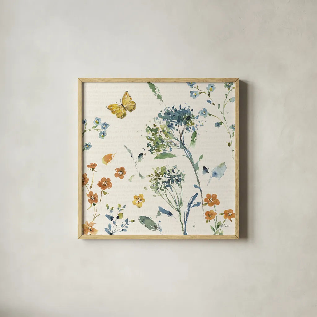 Zest of Happy III Rust by Lisa Audit. Shown in a natural wood glass frame for a timeless modern aesthetic. Available as an archival giclee rolled canvas, fine art paper, or poster print. SKU 60298a.