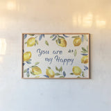 Zest of Happy IV by Lisa Audit. shown as a paper print in a natural frame. Available as a archival giclee rolled canvas, fine art paper, or poster print. SKU 51812i.