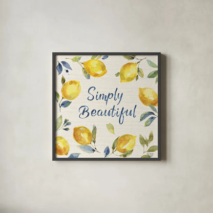 Zest of Happy V by Lisa Audit. Shown in a sleek black glass frame for a contemporary gallery look. Available as an archival giclee rolled canvas, fine art paper, or poster print. SKU 51813a.