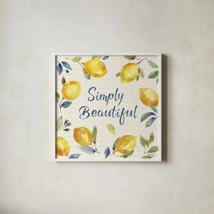 Zest of Happy V by Lisa Audit. Shown in a crisp white glass frame for a clean and minimalist style. Available as an archival giclee rolled canvas, fine art paper, or poster print. SKU 51813a.
