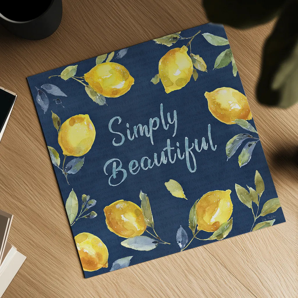 Zest of Happy V Blue by Lisa Audit. Shown as a detailed flat fine art print, highlighting archival giclee quality. Available as an archival giclee rolled canvas, fine art paper, or poster print. SKU 51818a.