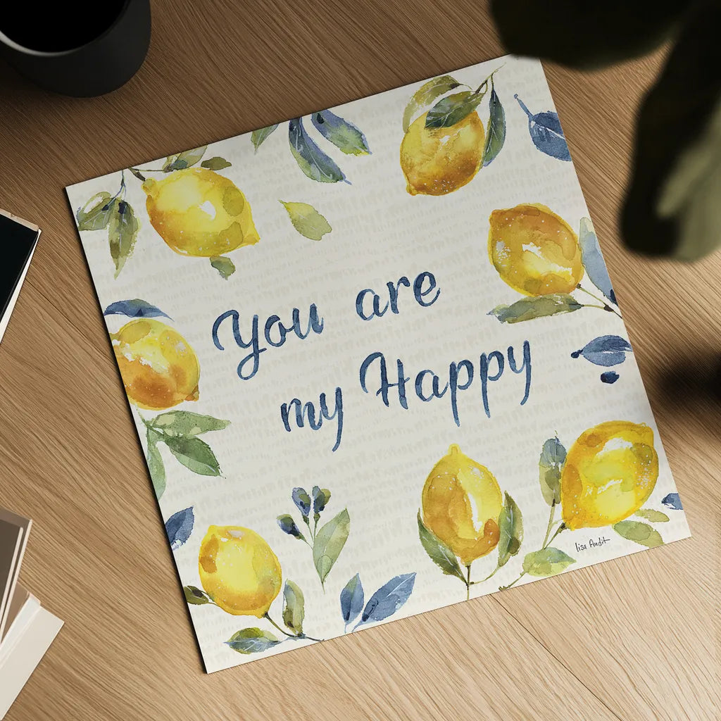 Zest of Happy VI by Lisa Audit. Shown as a detailed flat fine art print, highlighting archival giclee quality. Available as an archival giclee rolled canvas, fine art paper, or poster print. SKU 51814a.