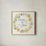 Zest of Happy VII by Lisa Audit. Shown in a natural wood glass frame for a timeless modern aesthetic. Available as an archival giclee rolled canvas, fine art paper, or poster print. SKU 51815a.