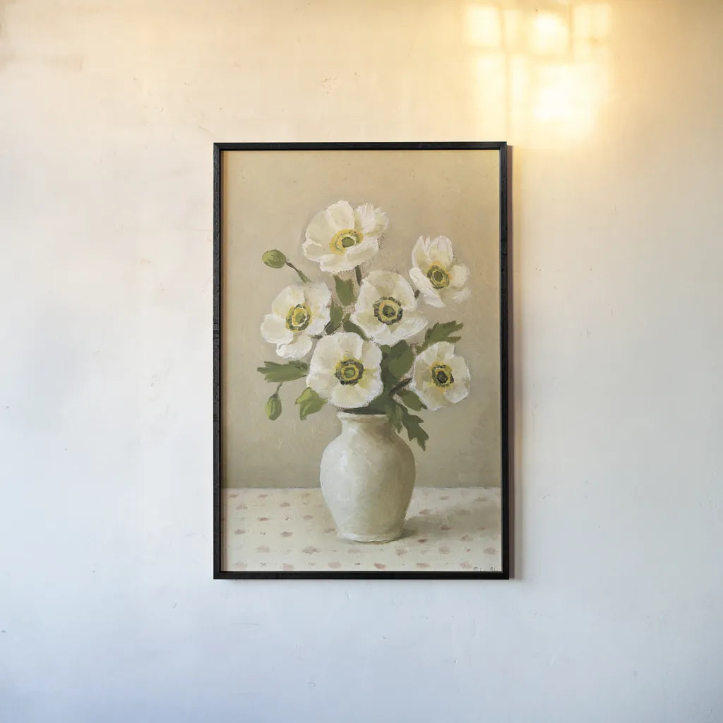 Anemones by Mackenzie Nelson. shown as a paper print in a black flame. Available as a archival giclee rolled canvas, fine art paper, or poster print. SKU 102593h.
