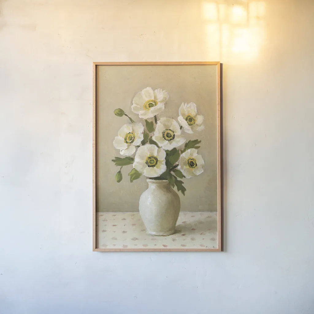 Anemones by Mackenzie Nelson. shown as a paper print in a natural frame. Available as a archival giclee rolled canvas, fine art paper, or poster print. SKU 102593h.
