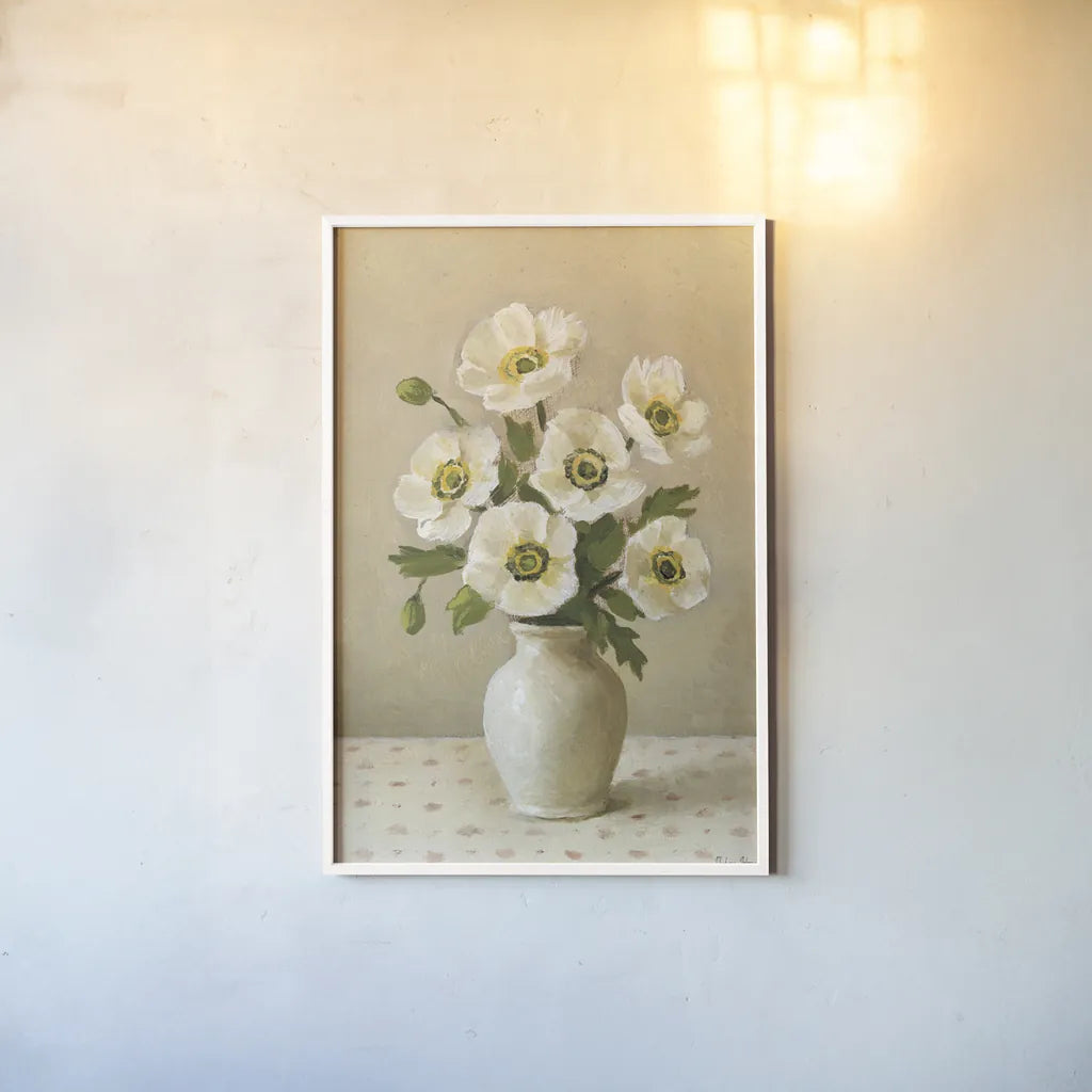 Anemones by Mackenzie Nelson. shown as a paper print in a white frame. Available as a archival giclee rolled canvas, fine art paper, or poster print. SKU 102593h.