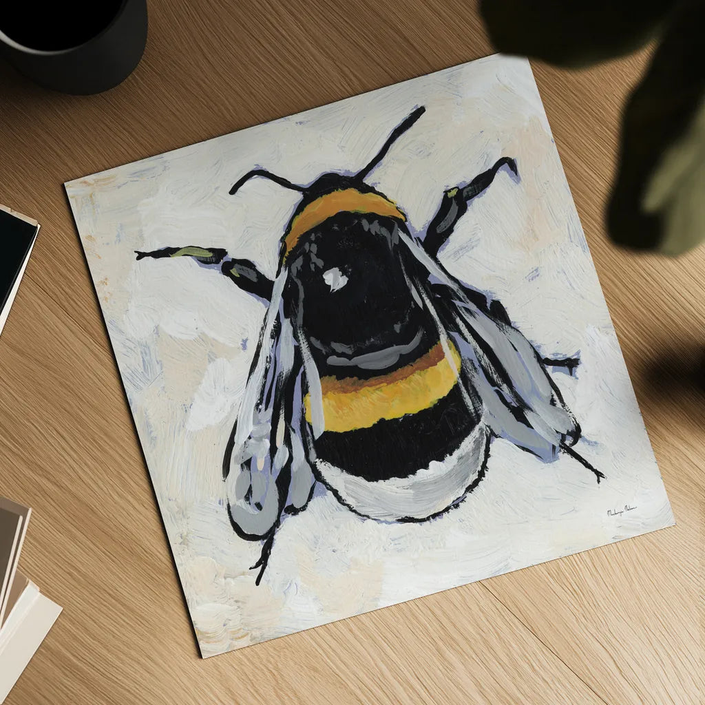 Bumblebee I by Mackenzie Nelson. Shown as a detailed flat fine art print, highlighting archival giclee quality. Available as an archival giclee rolled canvas, fine art paper, or poster print. SKU 102198a.