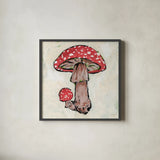 Mushroom I by Mackenzie Nelson. Shown in a sleek black glass frame for a contemporary gallery look. Available as an archival giclee rolled canvas, fine art paper, or poster print. SKU 102205a.