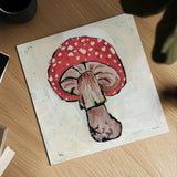 Mushroom II by Mackenzie Nelson. Shown as a detailed flat fine art print, highlighting archival giclee quality. Available as an archival giclee rolled canvas, fine art paper, or poster print. SKU 102206a.