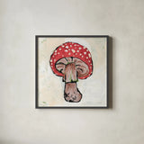 Mushroom II by Mackenzie Nelson. Shown in a sleek black glass frame for a contemporary gallery look. Available as an archival giclee rolled canvas, fine art paper, or poster print. SKU 102206a.