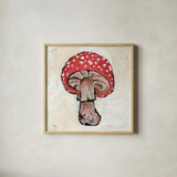 Mushroom II by Mackenzie Nelson. Shown in a natural wood glass frame for a timeless modern aesthetic. Available as an archival giclee rolled canvas, fine art paper, or poster print. SKU 102206a.