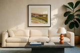 Petit View I by Mackenzie Nelson. Displayed in a glass frame with matte in a clean modern living room. Available as an archival giclee rolled canvas, fine art paper, or poster print. SKU 102587a.