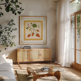 Spring in Paris V by Mackenzie Nelson. Shown in a natural wood frame in a cozy modern living room. Available as an archival giclee rolled canvas, fine art paper, or poster print. SKU 104330a.