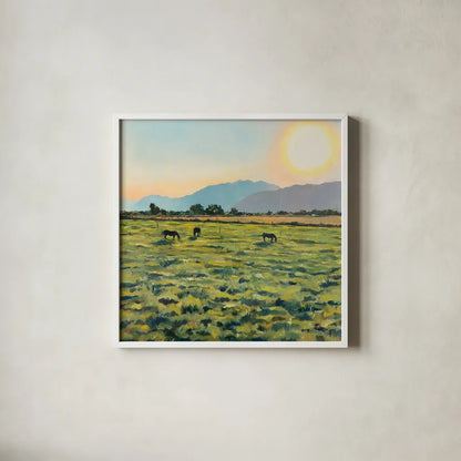 Sunrise by Mackenzie Nelson. Shown in a crisp white glass frame for a clean and minimalist style. Available as an archival giclee rolled canvas, fine art paper, or poster print. SKU 102201a.