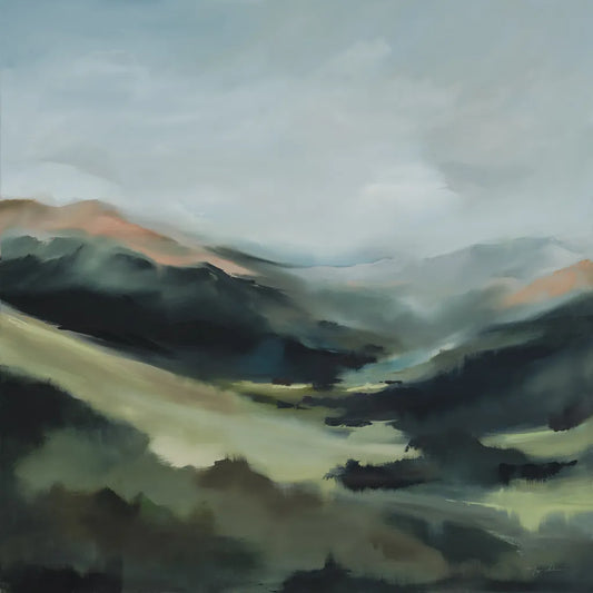 In the Valleys Embrace by Maggie Sackmann. SKU 101897a. Archival Giclee Fine art print for wall decor.