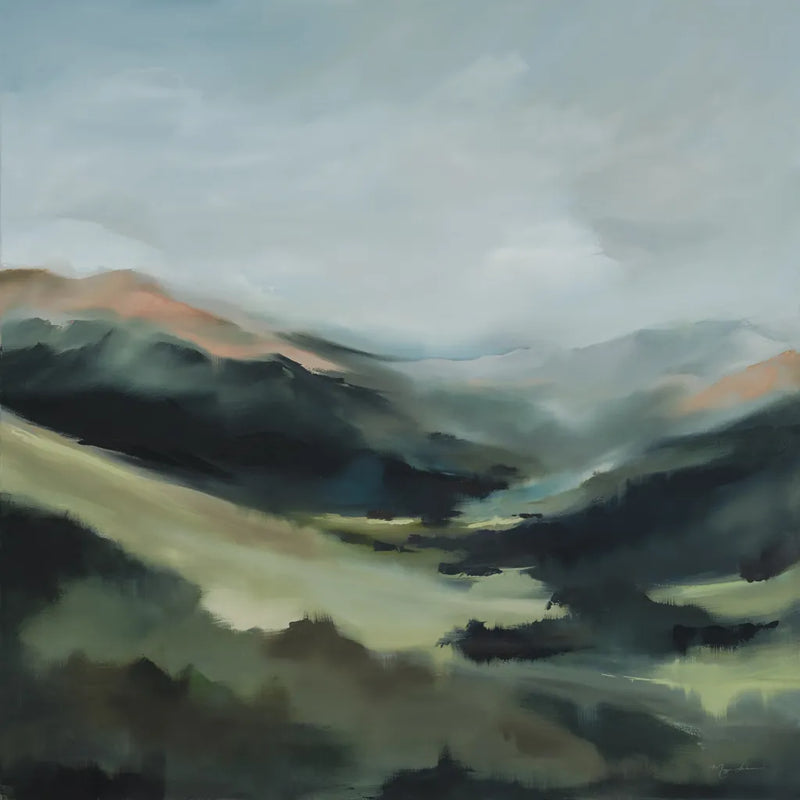 In the Valleys Embrace by Maggie Sackmann. SKU 101897a. Archival Giclee Fine art print for wall decor.