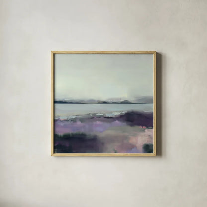Lupine by Maggie Sackmann. Shown in a natural wood glass frame for a timeless modern aesthetic. Available as an archival giclee rolled canvas, fine art paper, or poster print. SKU 101899a.
