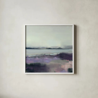 Lupine by Maggie Sackmann. Shown in a crisp white glass frame for a clean and minimalist style. Available as an archival giclee rolled canvas, fine art paper, or poster print. SKU 101899a.