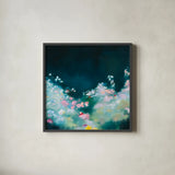 Midnight Serenade by Maggie Sackmann. Shown in a sleek black glass frame for a contemporary gallery look. Available as an archival giclee rolled canvas, fine art paper, or poster print. SKU 101903a.