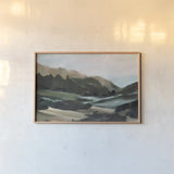 Mystic Valley by Maggie Sackmann. shown as a paper print in a natural frame. Available as a archival giclee rolled canvas, fine art paper, or poster print. SKU 103129i.