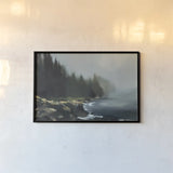 Obsidian Tide by Maggie Sackmann. shown as a paper print in a black flame. Available as a archival giclee rolled canvas, fine art paper, or poster print. SKU 101906i.
