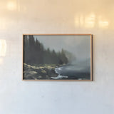 Obsidian Tide by Maggie Sackmann. shown as a paper print in a natural frame. Available as a archival giclee rolled canvas, fine art paper, or poster print. SKU 101906i.