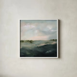 Pastel Morning by Maggie Sackmann. Shown in a crisp white glass frame for a clean and minimalist style. Available as an archival giclee rolled canvas, fine art paper, or poster print. SKU 101907a.