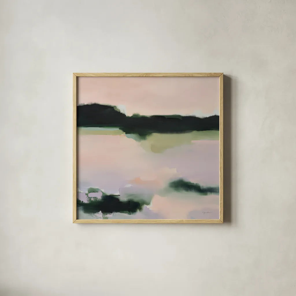 Reflections of Me by Maggie Sackmann. Shown in a natural wood glass frame for a timeless modern aesthetic. Available as an archival giclee rolled canvas, fine art paper, or poster print. SKU 101913a.