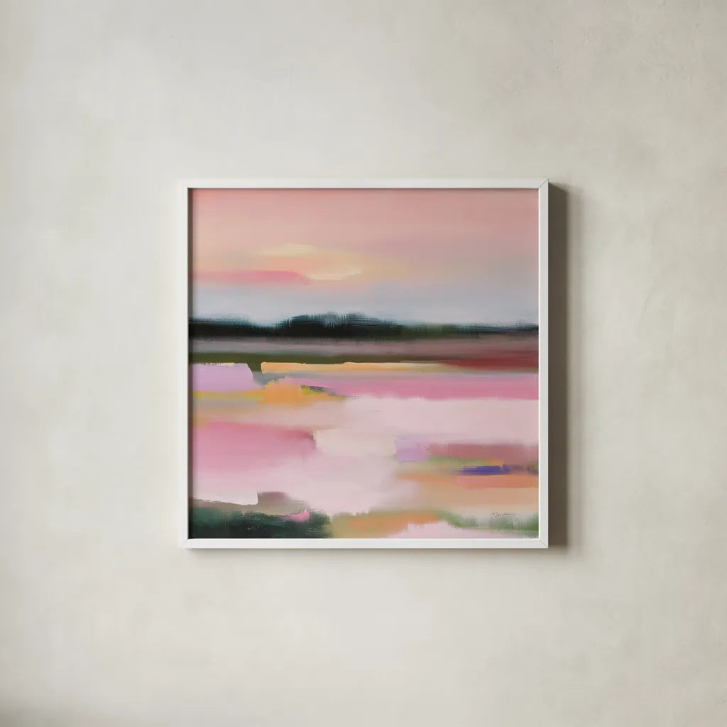 Sherbet by Maggie Sackmann. Shown in a crisp white glass frame for a clean and minimalist style. Available as an archival giclee rolled canvas, fine art paper, or poster print. SKU 101916a.