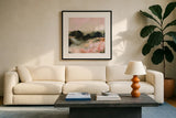 Spring Evening by Maggie Sackmann. Displayed in a glass frame with matte in a clean modern living room. Available as an archival giclee rolled canvas, fine art paper, or poster print. SKU 101918a.